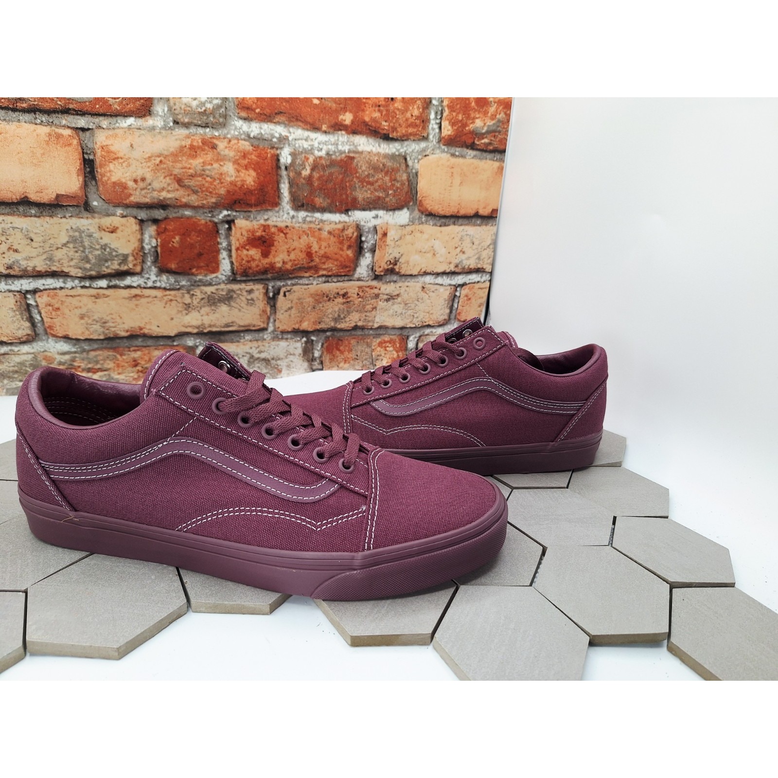 Vans Old Skool Plum Wine Mono Burgundy Men Sz 13 Skateboard Shoes